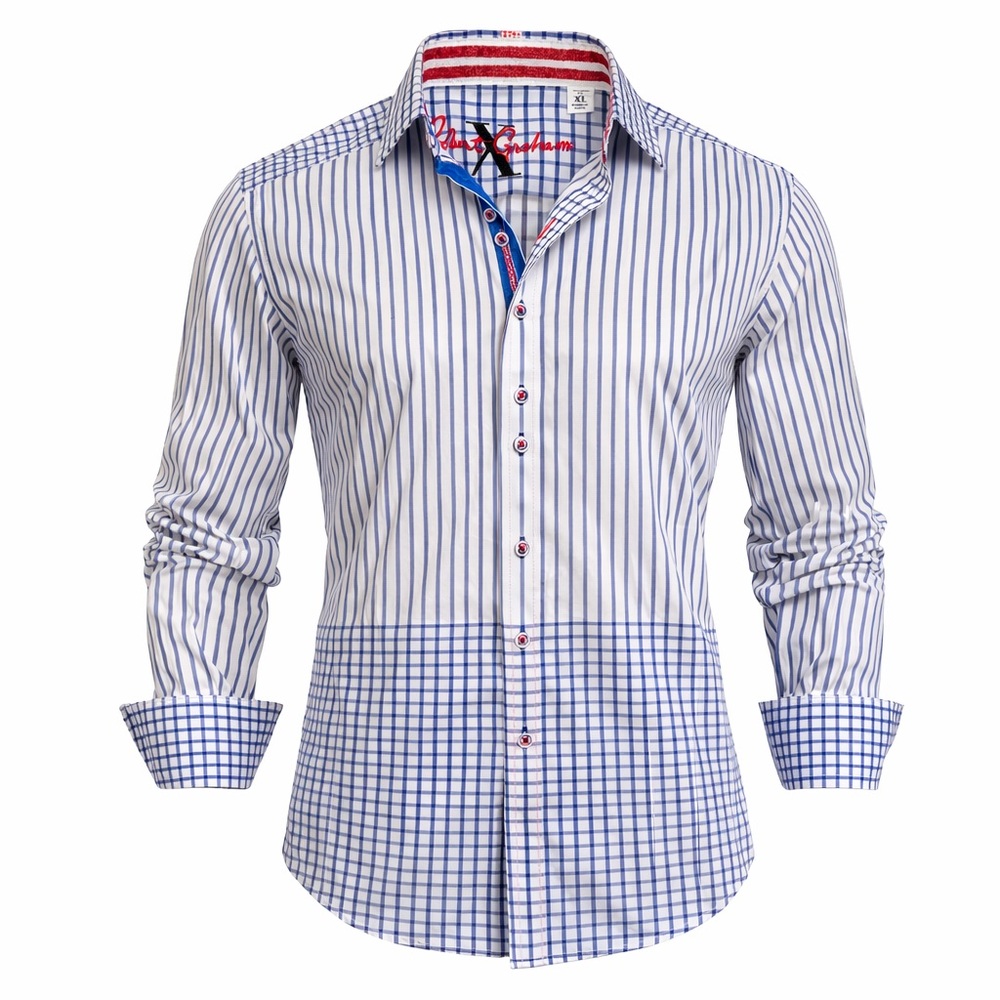 Robert Graham Tailored Fit Striped Button Down Shirt Men XL